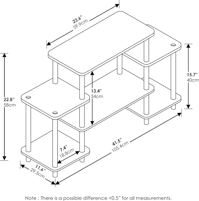 Furinno Turn-N-Tube No Tools Entertainment Center, Round, Square corner, Dark Walnut,11257DWN
