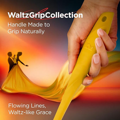 Kitchen Mama WaltzGrip Platinum Silicone Jar and Can Spatula Utensil Set: Heat-Resistant, Nonstick Scraper, Scooping, Perfect for Smoothies, Jam, Cream, Butter, Dishwasher Cooking Gadget (Yellow)