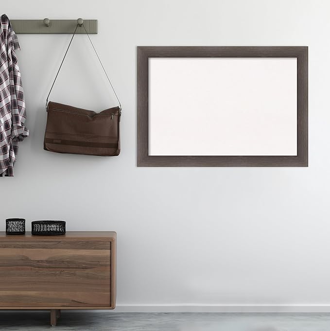 Amanti Art White Cork Board for Wall, 29x41 Vision Board with Brown Wood Frame, Large Corkboard Office Decor for Home Organization, Rustic Farmhouse Corkboard Pinboard to display items for home
