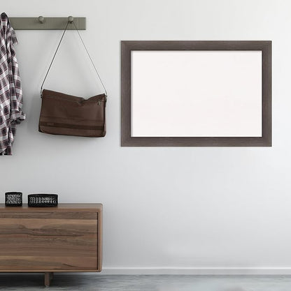 Amanti Art White Cork Board for Wall, 29x41 Vision Board with Brown Wood Frame, Large Corkboard Office Decor for Home Organization, Rustic Farmhouse Corkboard Pinboard to display items for home