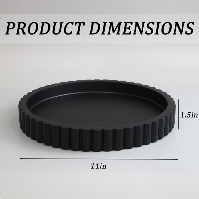 LIN CHUAN Decorative Coffee Table Tray, 11" Round Resin Coffee Table Centerpiece Tray for Home Decor, Modern Organizer for Living Room, Console or Dresser, Matte Black