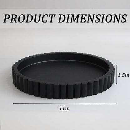 LIN CHUAN Decorative Coffee Table Tray, 11" Round Resin Coffee Table Centerpiece Tray for Home Decor, Modern Organizer for Living Room, Console or Dresser, Matte Black