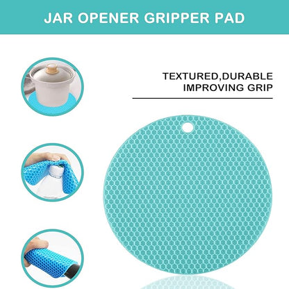 Jar Opener for Weak Hands, Seniors with Arthritis, 5 in 1 Multi Function Bottle Opener Lid Opener For Arthritic Hands with Non Slip Rubber Jar opener Gripper Pad(blue)