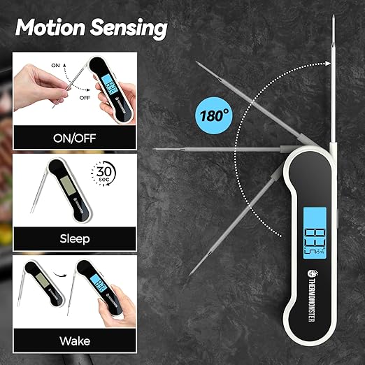 0.5 Sec Instant Read Meat Thermometer Digital with ±0.5℉ Precision, Food Thermometer for Cooking Kitchen Gadgets, Oven Grill Candy BBQ Essentials Accessories, Gifts for Him Dad Men Birthday, White