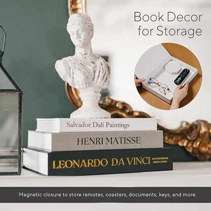 Elegant Linen Set of 3 Decorative Books for Home Decor Faux/Fake Books For Decoration Hardcovers Aesthetic Minimalist Coffee Table Décor Living Room Modern Entryway Table Bookshelf Storage Boxes
