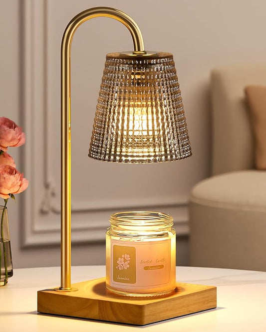 Hong-in Black and Gold Candle Warmer Lamp with Timer Dimmer,Birthday Gifts for Women Mom,House Warming Gifts New Home Room Decor,Vintage Wax Warmer for Scented Wax Jar Candles