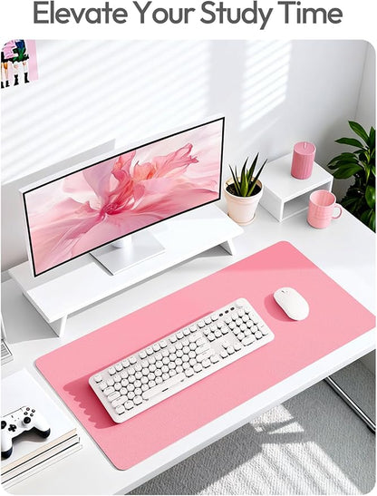 YSAGi Leather Desk Protector, Office Mat, Large Mouse Mat, Non-Slip PU Leather Blotter, Laptop Desk Mat, Waterproof Writing Pad for Office and Home(Pink, 42" x 17.2")