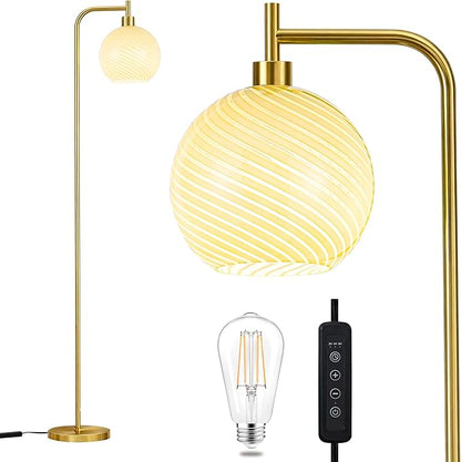 MAYNA Glass Floor lamp Living Room, Modern Vertical lamp, Remote Control Switch with Glass lampshade, 67-inch high lamp Suitable for Bedroom and Study (2700K LED Bulb Included)