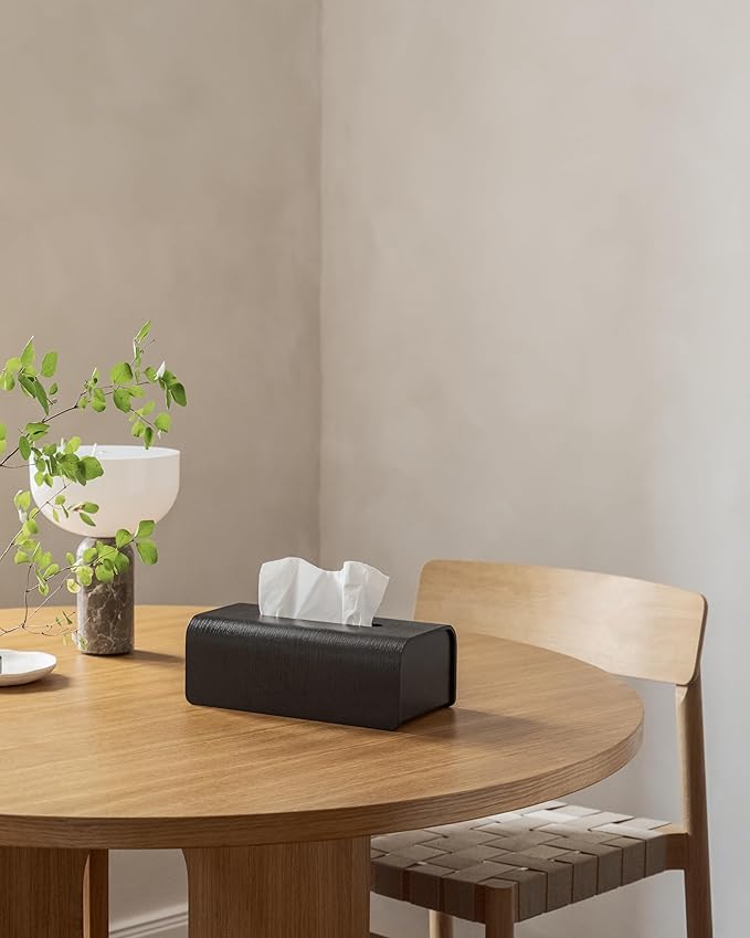 Kazai.® Tissue Box Cover 'Toke' | Real Wood Veneer, FSC® Certified | Decorative Rectangle Tissue Holder for Bathroom or Living Room | Scandinavian Design | Oak, Black