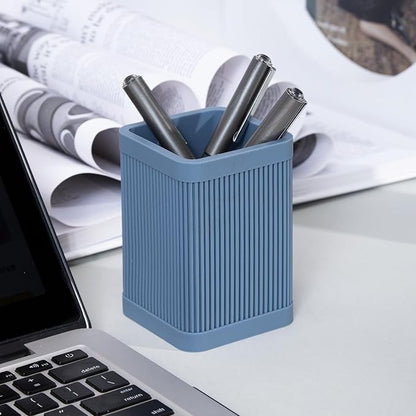 Aesthetic Pen Holder For Desk, Modern Silicone Pencil Holder, Stylish Office Desk Decor, Made of 5 mm Thickened Premium Silicone, Office Desk Organizer And Accessories (Dark Blue)