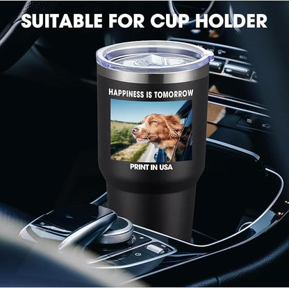 Personalized Coffee Tumbler Print in USA 30oz Stainless Steel Double Wall Insulated Coffee Cup With Text Photo Logo