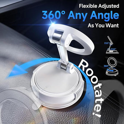ANDERY Car Phone Holder for Magsafe [78+LBS Strongest Suction & 2400gf Magnetic] 360° Adjustable Car Phone Mount, Phone Holders for Your Car for iPhone 17 Pro Max 16 15 14 13 12 Air Plus, White