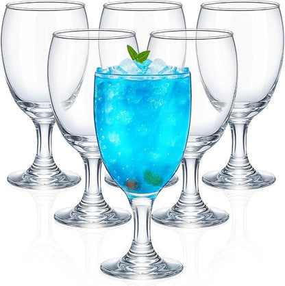 Patelai Set of 6 Clear Glasses 16 oz Water Goblet Glass Stemmed Water Glasses for Juice Wine Beer Tea Milk Cold Beverages Drinks Dishwasher Safe