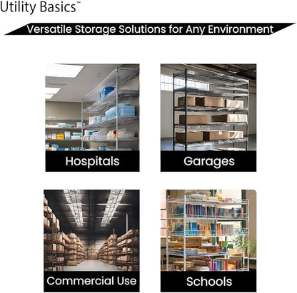 Utility Basics NSF Commercial 4-Tier Wire Shelving with Wheels, 48"x24"x72" Heavy Duty Metal Shelves 3200 lbs Max Capacity, Chrome Storage Rack for Garage Kitchen Pantry Warehouse