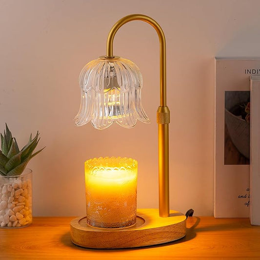CRMILL Candle Warmer Lamp Electric Timer - Candles Height Control Dimmable Warmers Scented Lamps No Flame Heat Warm Melt Wax Jar Modern Home Decor Table Lights for Home Living Bedroom