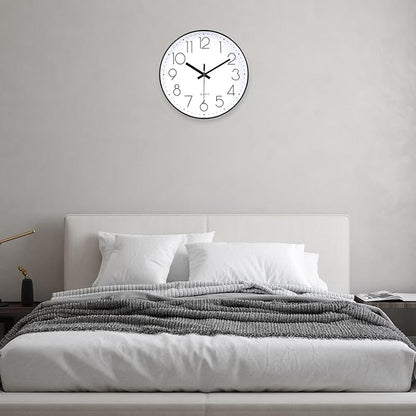 jomparis Small Wall Clock Black Wall Clocks Silent Non-Ticking for Bedroom Bathroom Kitchen(8 Inch)