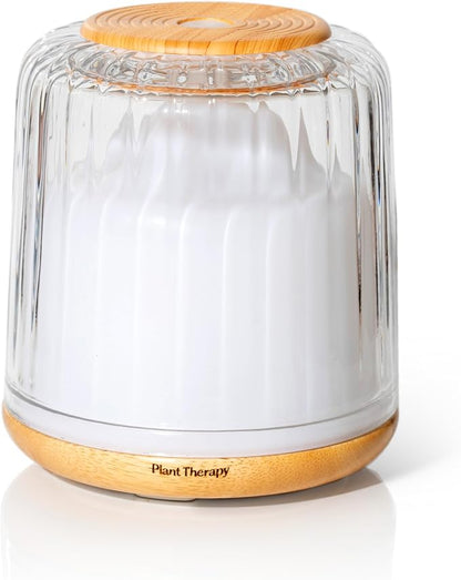 Plant Therapy Serenity Glass Diffuser, Elegant Glass Cover, Intermittent & Continuous Mist, Multiple Light Settings, Essential Oil Diffuser, 250 Square Feet Coverage