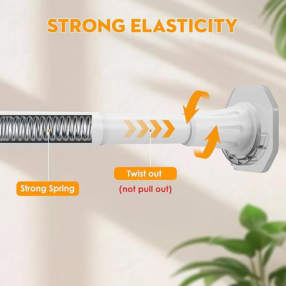1.1 Inch Diameter Tension Closet Rods for Hanging Clothes 32-60 Inch, Adjustable Pole Closet to Hang Clothes, Heavy Duty Closet bar for Wardrobes with No Drilling Holder, White