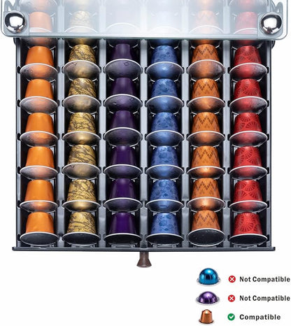 Nespresso Originaline Capsule Holder Drawer for Coffee Pod Storage With Glass For Cabinet Originaline Pod Rack For Counter(Class-60 Pods)