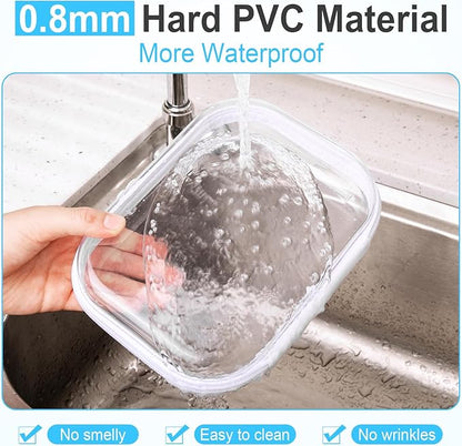 Sanwuta 6 Pcs Clear Hard Zipper Case Plastic Zipper Pouches Transparent Makeup Bag Pencil Case Pouches Toiletry Diaper Bag for Travel Toy Storage Organizer Bins(Assorted Color,7.87 x 5.9 x 2 Inch)