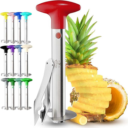 Zulay Kitchen Pineapple Corer and Slicer Tool – Stainless Steel Pineapple Cutter with Eye Remover Tool – Ergonomic Handle & Easy Core Remover – Reinforced Heavy-Duty Blade – Red