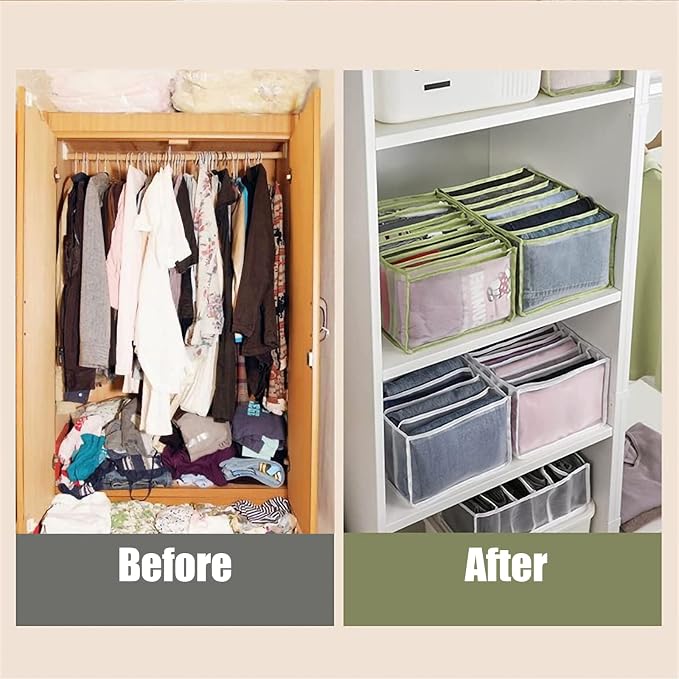 TIGARI Wardrobe Clothes Organizer, Small Underwear Organizer, Drawers Organizer for Clothes, Compartment Storage Box for Bedroom Dorm Room(Gray)