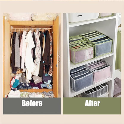 TIGARI Wardrobe Clothes Organizer for Drawers, Washable Clothes Organizer for Folded Clothes, Clothing Storage, Portable Closet Organizer for Thin Jeans, Trousers, T-shirts, Skirts (Gray)