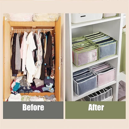 TIGARI Wardrobe Clothes Organizer, Drawer Organizers for Clothing, Closet Storage Organizer, Dresser Drawer Organizers for Thin Jeans, Trousers, T-shirts, Skirts (Gray,3 Pcs Large)