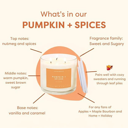 Calyan Wax Co. Pumpkin & Spices 3 Wick Scented Candle - 43 Hour Burn - Luxury 3 Wick Soy Candles - Non Toxic Soy Wax Candles - Long Lasting Large Glass Jar Candle for Home - 14.9oz