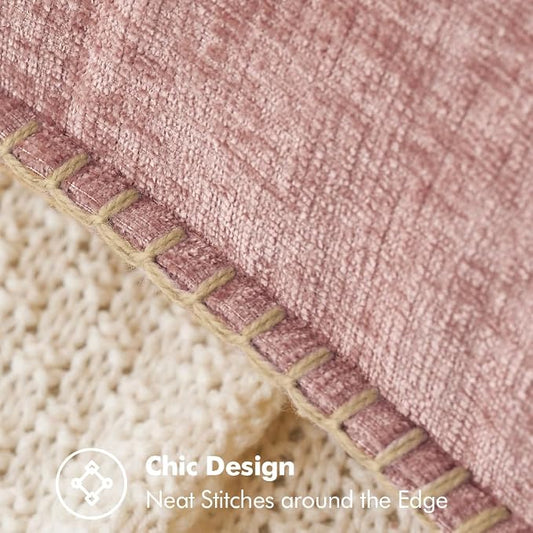 MIULEE Pack of 2 Couch Throw Pillow Covers 16x16 Inch Blush Pink Farmhouse Decorative Pillow Covers with Stitched Edge Soft Chenille Solid Dyed Pillow Covers for Sofa Bed Living Room