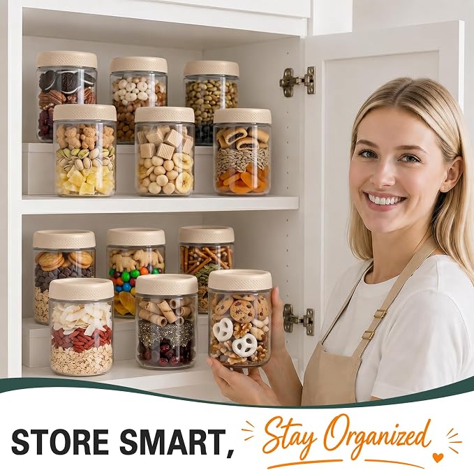Overnight Oats Containers with Lids, 16oz Glass Storage Containers with Lids, Wide Mouth Mason Jars, Glass Jars with Airtight Lids for Sugar, Yogurt, Chia Seed, Pudding, Meal Prep 6-Pack