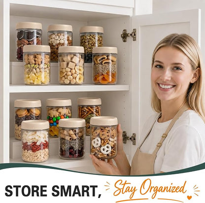 Overnight Oats Containers with Lids, 16oz Glass Storage Containers with Lids, Wide Mouth Mason Jars, Glass Jars with Airtight Lids for Sugar, Yogurt, Chia Seed, Pudding, Meal Prep 6-Pack