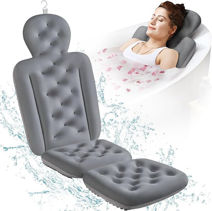 Full Body Bath Pillow for Bathtub, Thick Bathtub Cushion, Luxury Tub Pillow for Bath for Headrest Neck and Back Support Gray 51" x 16"