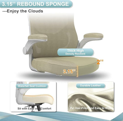 Office Chair, High Back Desk Chair Adjustable Height and Ergonomic Design Home Office Computer Chair Executive Lumbar Support Padded Flip-up Armrest