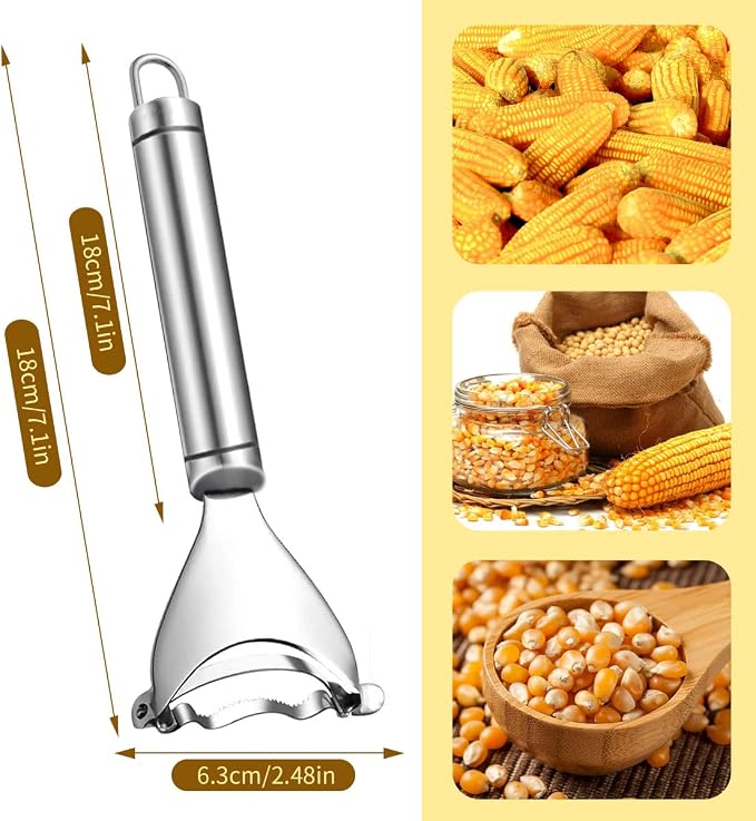 2 Pcs Corn Peeler Corn Planer Thresher Stainless Steel Corn Peeler for Corn On the Cob Corn Kernel Remover Tool Magic Corn Stripper Tool Corn Cutter Corn Scraper with Ergonomic Handle for Kitchen