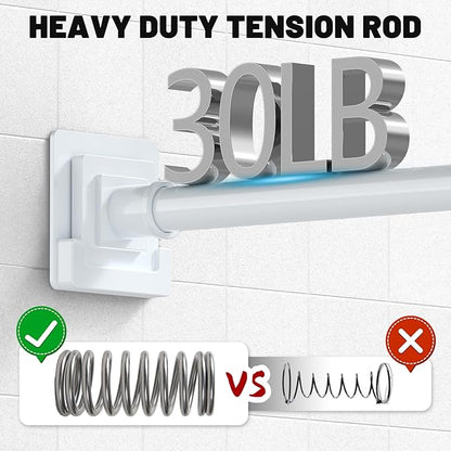 UIOSANRT White Shower Curtain Rod 31-55 inches with Holders, Stainless Steel Shower Rod & Tension Rod, Adjustable Tension Shower Curtain Rod for Bathroom, Windows, Closet