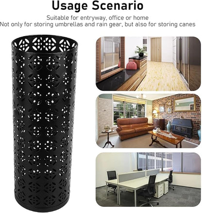 Round Umbrella Organizer Bin, Freestanding Metal Umbrella Holder Umbrella Stand Rack for Entryway, Canes Walking Sticks Holder Rain Collection for Home, Office (M 100x70cm / 39.37x27.56in)