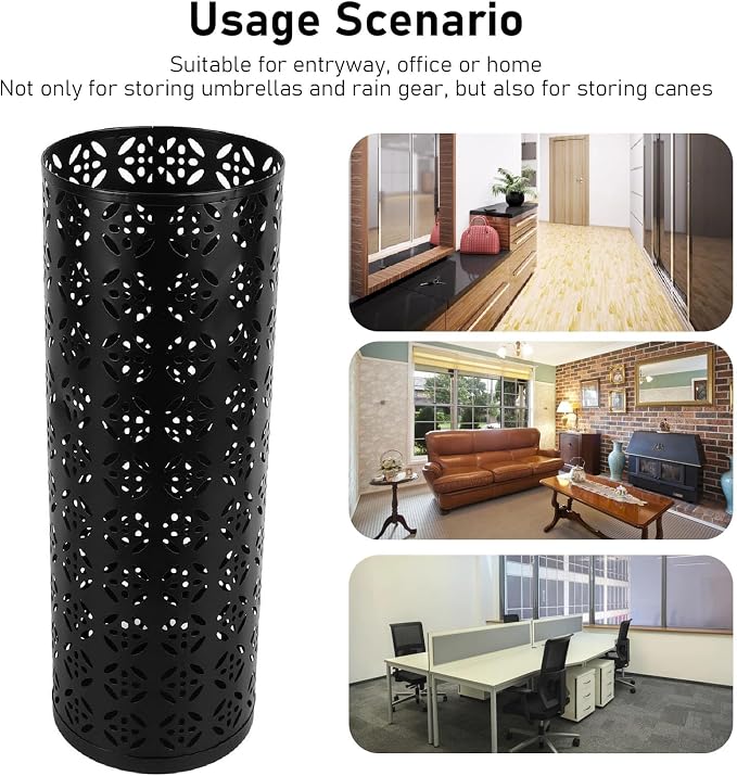 Round Umbrella Organizer Bin, Freestanding Metal Umbrella Holder Umbrella Stand Rack for Entryway, Canes Walking Sticks Holder Rain Collection for Home, Office (S 62x50cm / 24.41x19.69in)