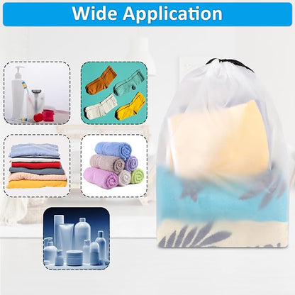 COIDEA, Waterproof Travel Drawstring Shoe Bags for Packing, Storage, Travel Essentials for Men and Women, 15.7 x 11.8 inches, Clear, 5 pieces