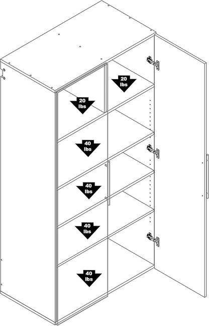 Prepac HangUps Large Storage Cabinet - Immaculate Black 36" Cabinet with Storage Shelves and Doors; Ideal for Bin and General Storage Solutions