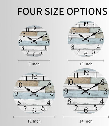 Wall Clock Battery Operated 8 Inch Silent Non Ticking Coastal Design Country Rustic Retro Decorative for Bathroom Kitchen Living Room Bedroom