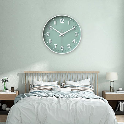 HZDHCLH Wall Clocks Battery Operated,Wall Clock Green,8 inch Wall Clock Silent Non Ticking Modern 3D Numbers for Kitchen Bedroom Living Room Office Classroom Decor