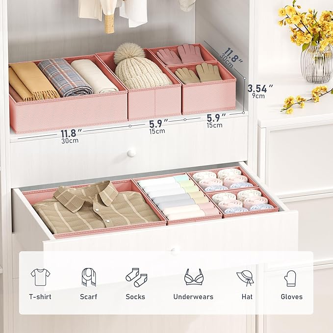 DIMJ Drawer Organizer Clothes - 30 Pack Baby Dresser Organizer for Nursery Closet Organization, Fabric Drawer Organizer Bins for Underwears Socks Bras, Foldable Storage Dividers for Bedroom