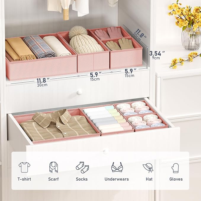 DIMJ Drawer Organizer Clothes 28 Pack - Foldable Baby Organizers and Storage Dresser Organizer for Bedroom, Closet Nursery Organization Dresser Dividers for underwear, Sock, Bra, Belt, Tie