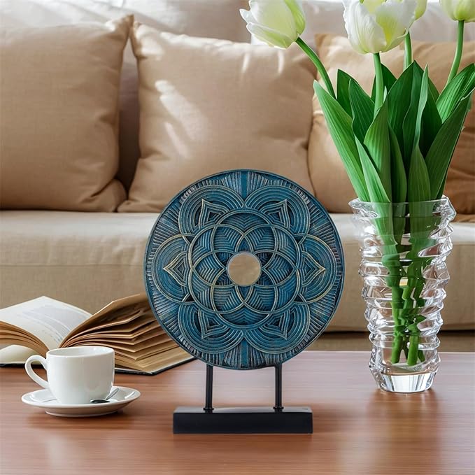 Modern Sculpture Decorative Objects Above Cabinet Decor Kitchen Elegant Home Decor Items Accents for Living Room Centrepieces, Console Table Decorations (Blue)