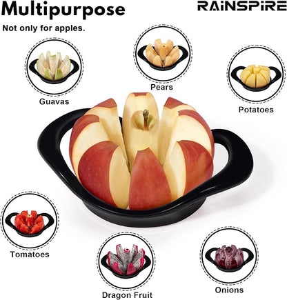 Rainspire Apple Cutter 8 Slices, 8 Blade Apple Slicer and Corer, Apple Corer Tool with Stainless Steel Blades, Super Sharp Fruit Cutter Fruit Slicer (Black)