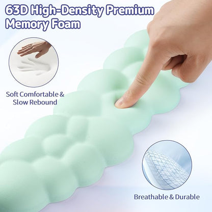 Sushret Cloud Wrist Rest Keyboard, Cloud Keyboard Wrist Pad Set with PU Leather Memory Foam, Cute Arm Rest for Palm Support, PC/Gaming Desk Accessories/Office Setup/Computer Hand Cushion - Light Green