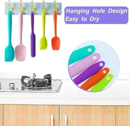 Silicone Spatula Set, 5 Piece Food Grade Rubber Spatulas for Baking, Cooking, and Mixing High Heat Resistant Non Stick Dishwasher Safe BPA-Free (Gray+White)