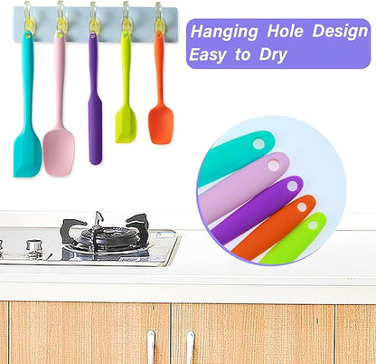 Silicone Spatula Set, 5 Piece Food Grade Rubber Spatulas for Baking, Cooking, and Mixing High Heat Resistant Non Stick Dishwasher Safe BPA-Free (Lavender)