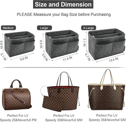 OMYSTYLE Purse Organizer Insert, Felt Tote Bag Organizer Insert with 5 Sizes, Handbag Dividers for Inside Purse, Compatible with Longchamp, Neverful, Speedy and More